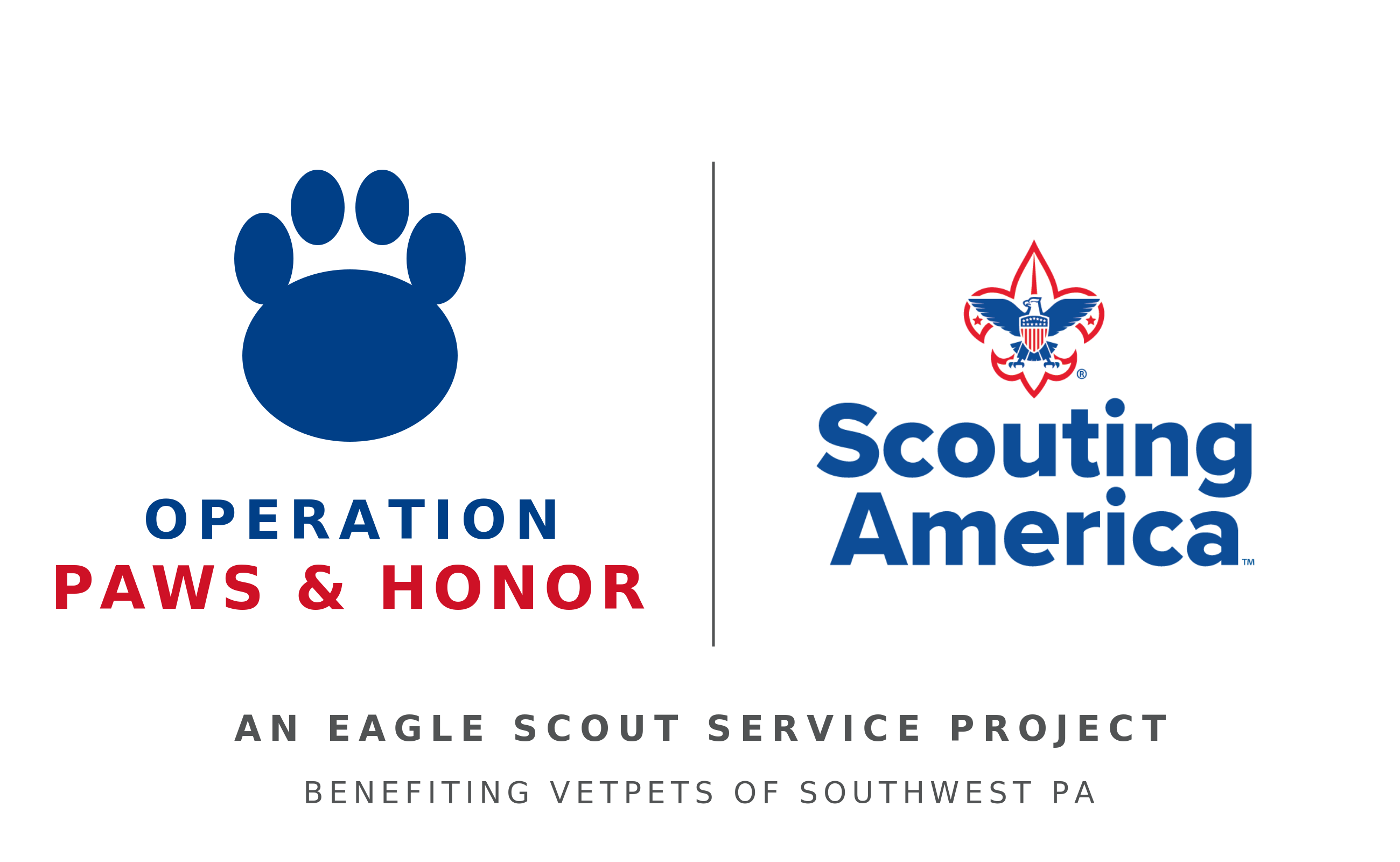 Operation Paws & Honor — an Eagle Scout service project of Scouting America, benefiting VetPets of Southwest PA